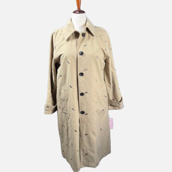 AVEC LES FILLES Cotton Blend Embroidered Equine Horses Twee Trench Coat - Picture 3 of 15